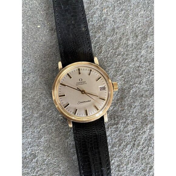OMEGA Seamaster Watch Mens Automatic Wristwatch 10k Gold Filled Teju Lizard - Picture 1 of 10